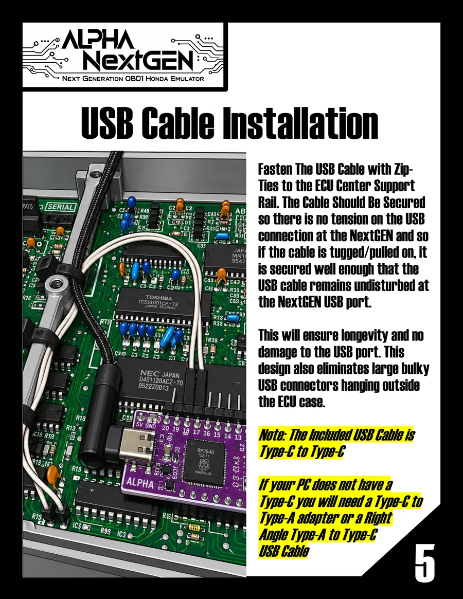 Setup guide page 6: USB cable installation